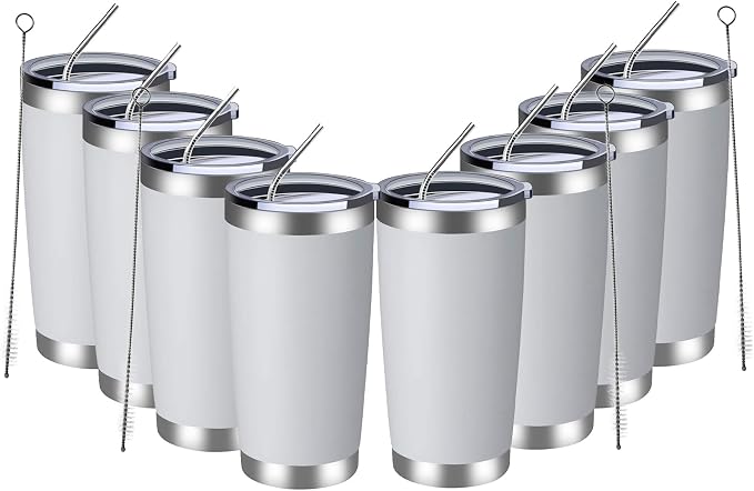 MEWAY 20oz Tumbler 8 Pack Double Wall Vacuum Insulated Travel Mug Bulk by MEWAY