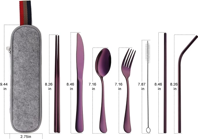 DEVICO Portable Utensils, Travel Camping Cutlery Set, 8-Piece including Knife - Image 2