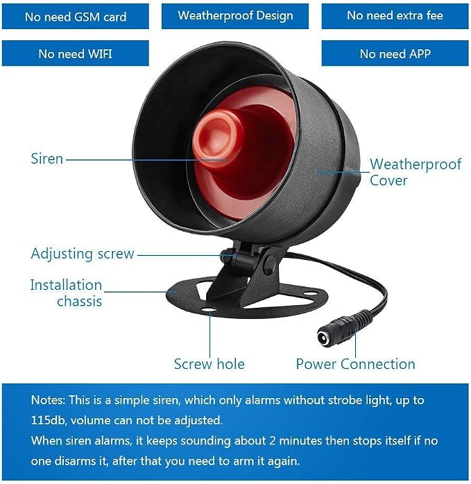 KERUI Home Security System Indoor Outdoor Weather-Proof Siren Window Door - Image 2