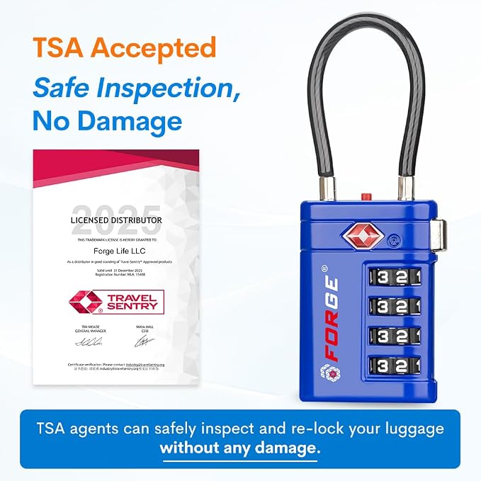 Forge TSA Approved Luggage Locks 4 Digit Combination TSA Travel Locks - Image 2
