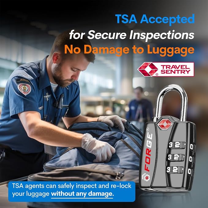 Forge Luggage Locks TSA Approved 4 Pack 4 Colors, Small Combination Lock - Image 2