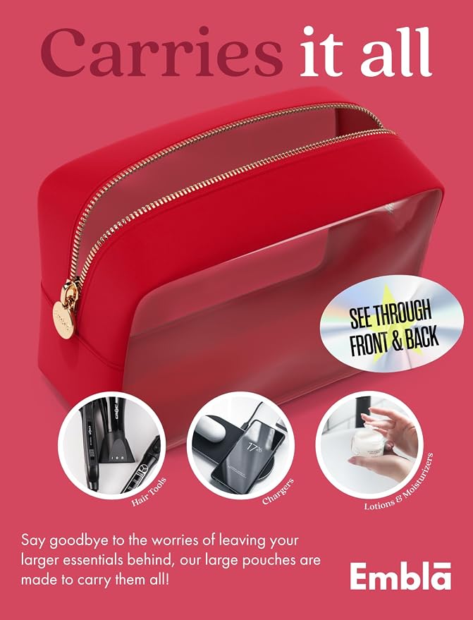 Clear Makeup Bag Zipper Pouch, Transparent Cosmetic Case Organizer, TSA - Image 4