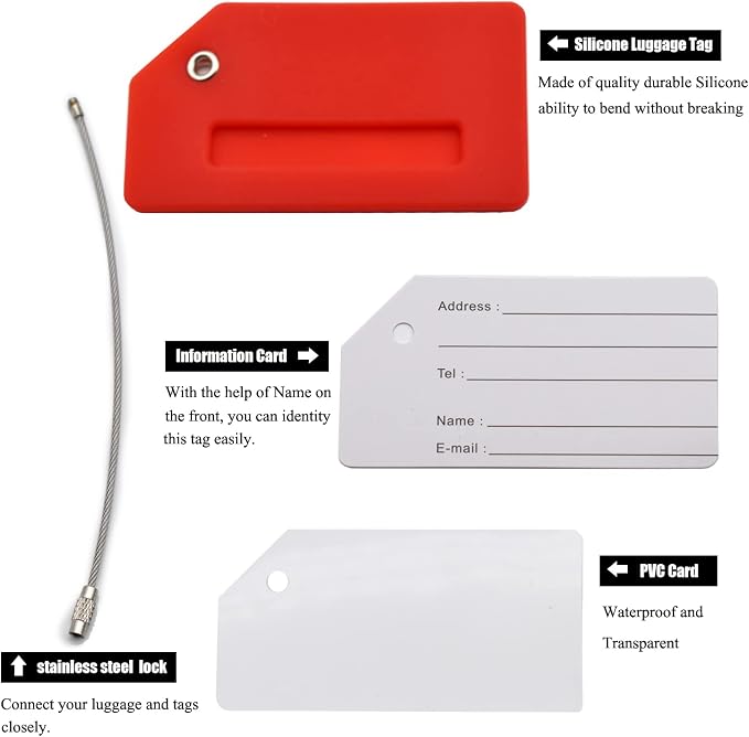 7 Pack Silicone Luggage Tag Baggage Handbag Travel Suitcase Tags - Image 4