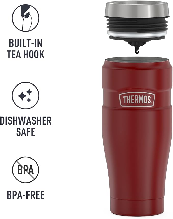 THERMOS Stainless King Vacuum-Insulated Travel Tumbler, 16 Ounce, Rustic Red - Image 5