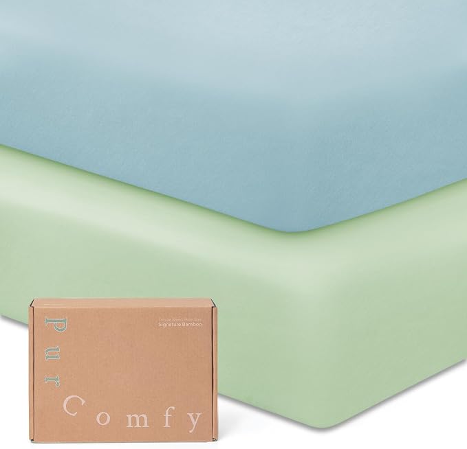 PurComfy Supersoft Pack and Play Sheets Fitted, Premium Bamboo Viscose Mini by PurComfy