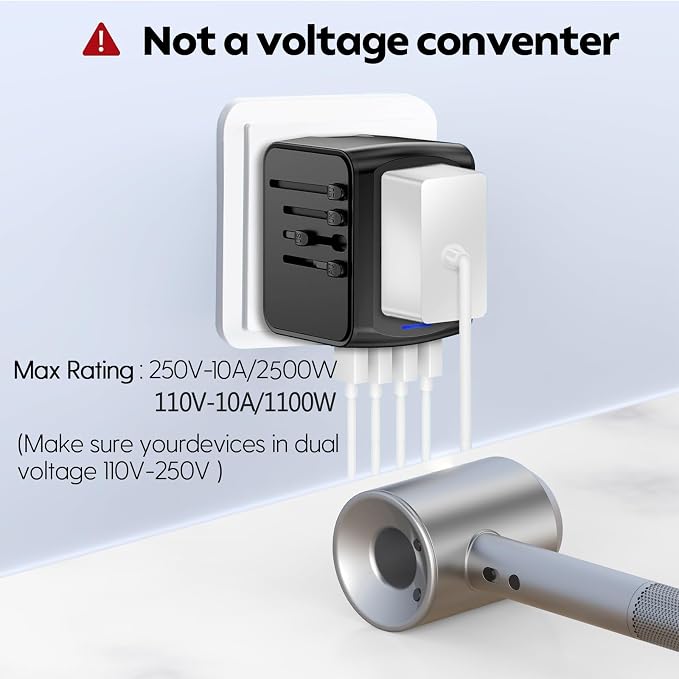 JMFONE Universal Travel Plug Adapter 5 in 1 Charger, European Travel Plug - Image 3