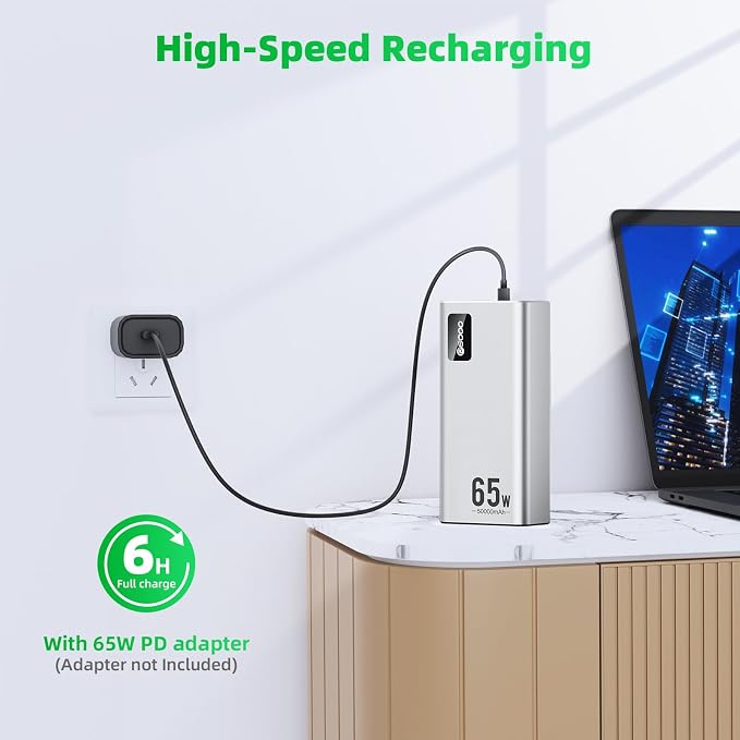 Power Bank Fast Charging 50000mAh, 65W Laptop Portable Charger USB C Compatible - Image 6