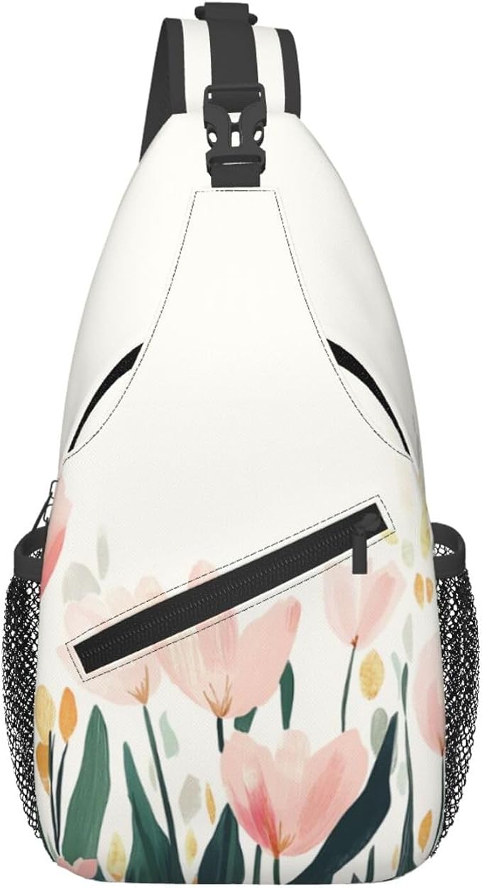SUPLUCHOM Sling Bag Tulip Flower Watercolor Hiking Daypack Crossbody Shoulder by SUPLUCHOM