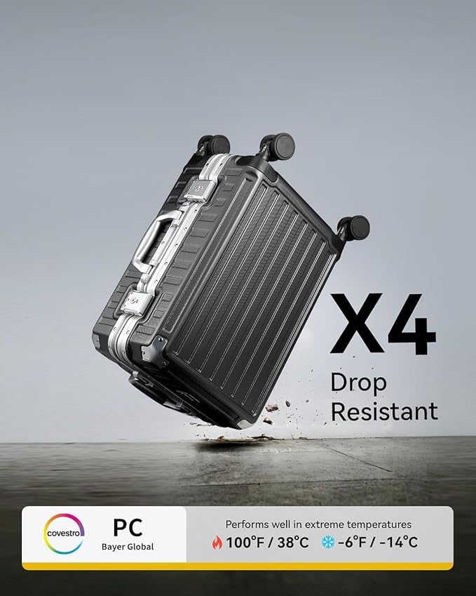 LUGGEX Checked Suitcase with Spinner Wheels, 28 Inch Aluminum Frame Zipperless - Image 6