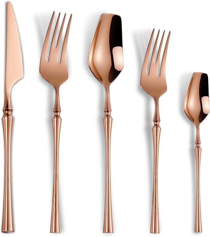 20-Piece Rose Gold Silverware Set by Lemeya