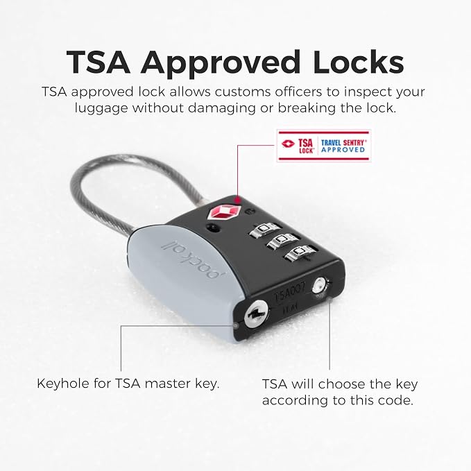 pack all TSA Approved Cable Luggage Locks, 3 Digit Combination Padlocks - Image 6