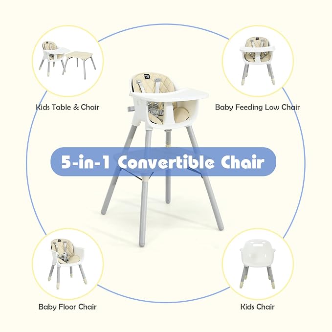 HONEY JOY 5-in-1 High Chair, Convertible Highchair - Image 4