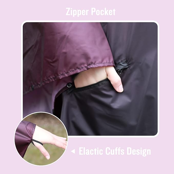 SaphiRose Rain Poncho Jacket Coat Hooded - Image 5