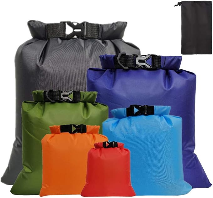 Pimoys 6 Pack Waterproof Dry Bags, Lightweight Outdoor Dry Sacks Ultimate Dry by PimoysLivingNecessities