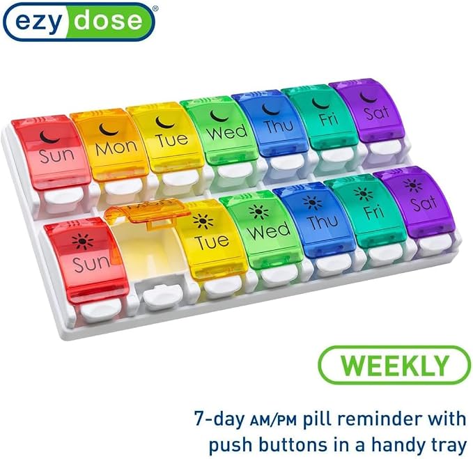 EZY DOSE Weekly Pill Case, Medicine Planner, Vitamin Organizer, 2 Times a Day - Image 3