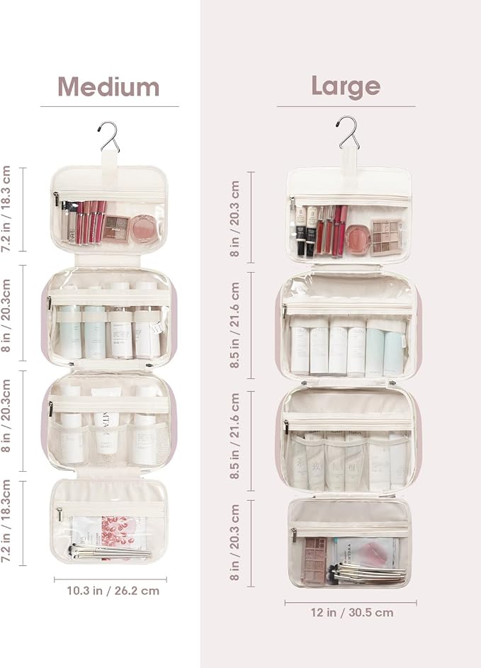 Travel Toiletry Bag for Women Large Hanging Makeup Bag Organizer Toiletries Bag - Image 3