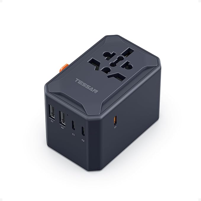 TESSAN Universal Travel Adapter, GaN 65W International Power Adapter by TESSAN