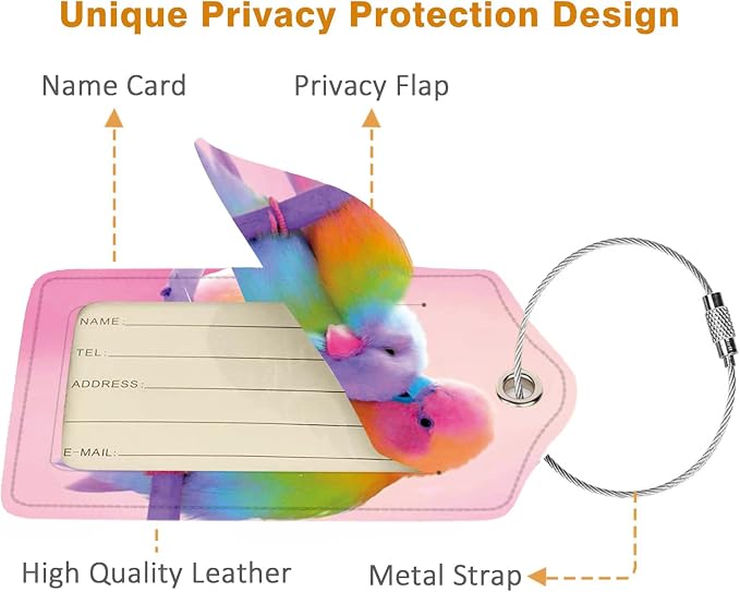 2 Pack Luggage Tag for Suitcase, Cute Unique Leather Bag Tags Identifiers - Image 4