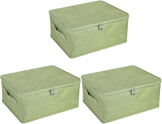 ANMINY 3PCS Storage Bins with Zipper Lids 13 Qt Lidded Fabric Storage Boxes by ANMINY