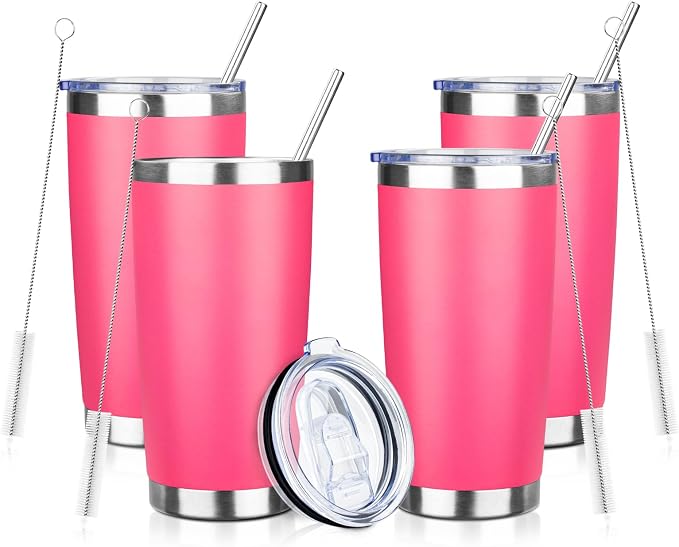 20oz Tumbler with Straw and Brush, Stainless Steel Vacuum Insulated tumbler by Unknown