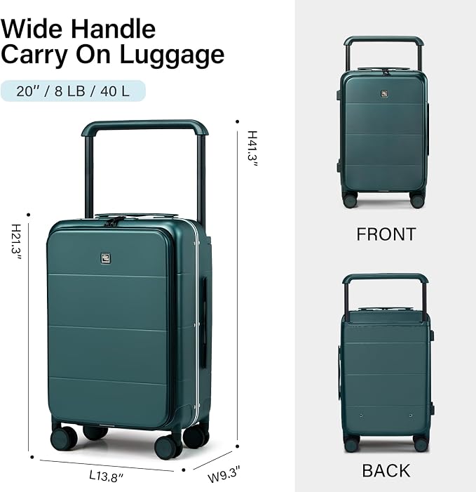 Hanke Top Opening Carry On Luggage, 20 Inch Zipperless Aluminum Frame Wide - Image 6