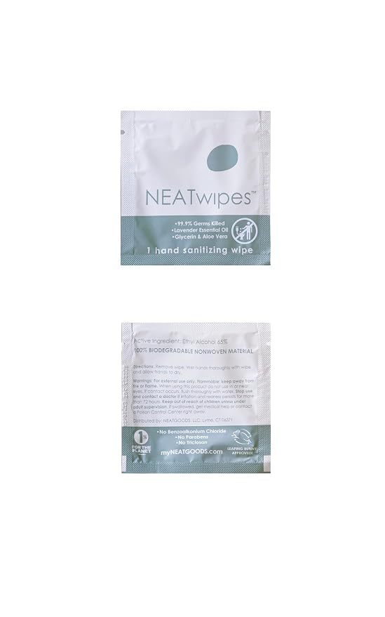 NEATwipes Hand Sanitizing Wipes | Travel Size | Disposable Wet Wipe & Planet - Image 3