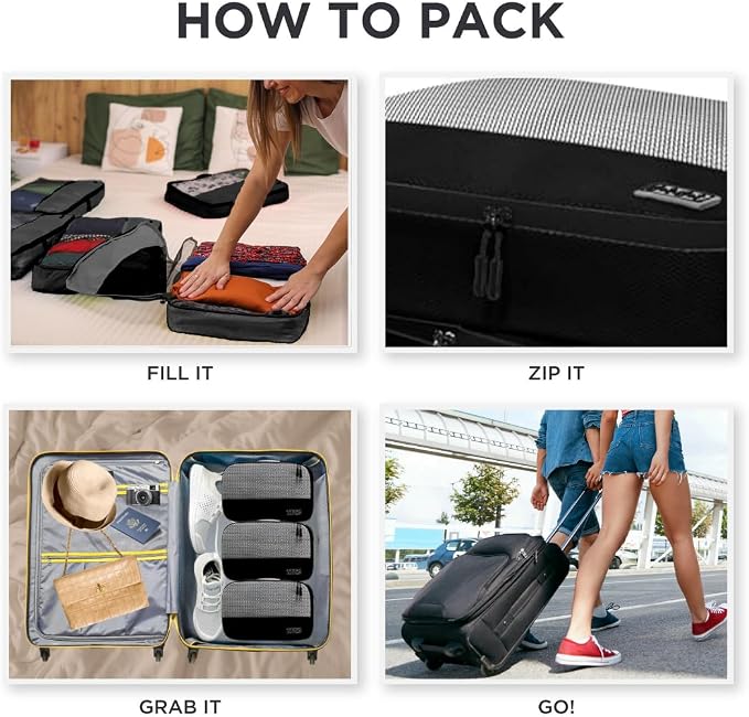 5pc Small Black Packing Cubes for Suitcases - Image 6