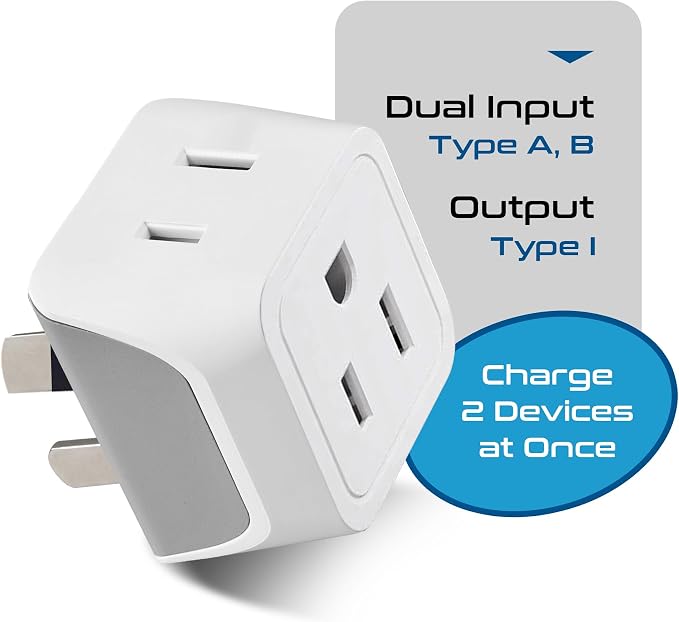 Ceptics Australia Power Plug Adapter, 2 in 1 Type I Plug Adapter, US to - Image 4