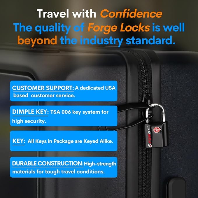 TSA Approved Luggage Locks, Ultra-Secure Dimple Key Travel Locks - Image 6