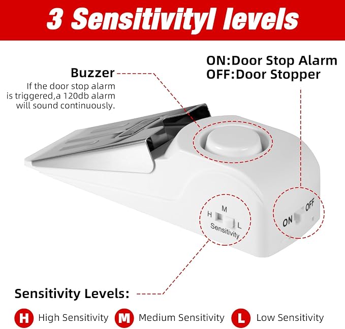 Portable Door Stop Alarm and Traveling Hotel Door Lock, No Installation Required - Image 3
