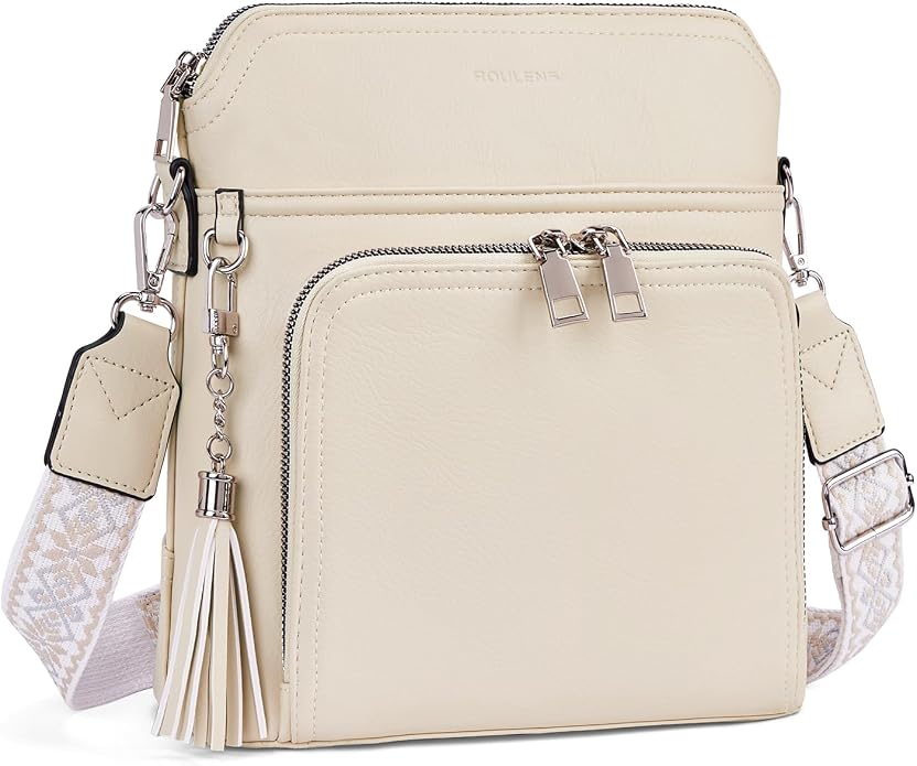 Crossbody Purse for Women, Lightweight Medium Crossbody Bag Soft Leather by Roulens