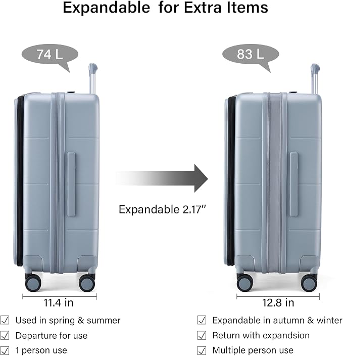 Hanke Hardside Expandable Checked Luggage, 24 Inch Top Opening Trunk Luggages - Image 2