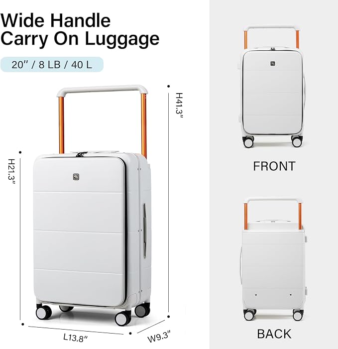 Hanke Top Opening Carry On Luggage, 20 Inch Zipperless Aluminum Frame Wide - Image 6