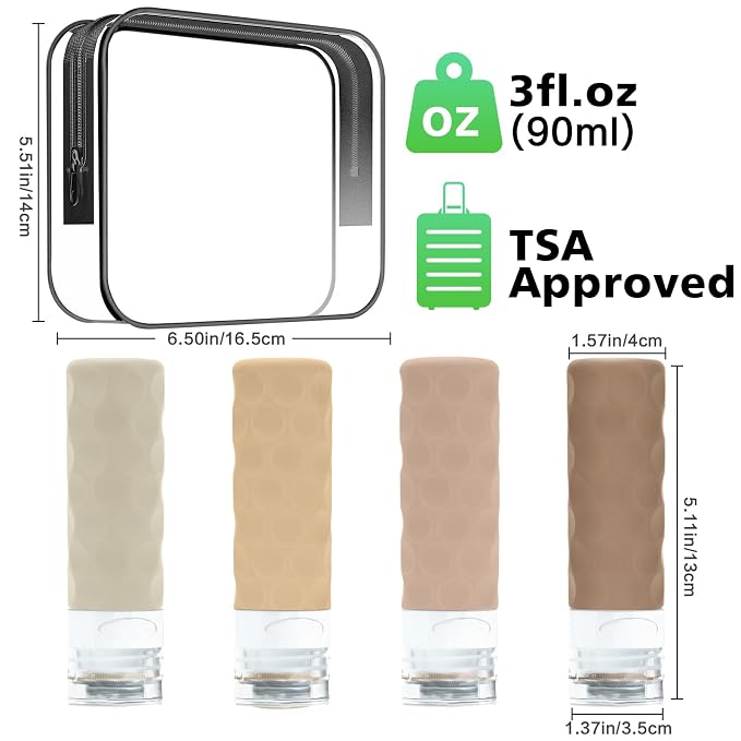 Travel Bottles for Toiletries, BPA Free Leak Proof Premium Silicone Bottles - Image 2