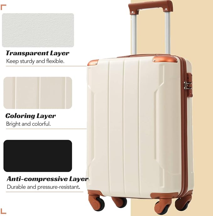 Merax Carry-On Luggage 22x14x9 airline approved, Hardshell ABS Suitcase - Image 3