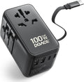 DOACE Universal Travel Adapter, 100W GaN 3.0 European Travel Plug Adapter by DOACE