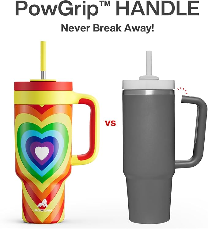 POWCAN 40 oz Tumbler with Handle, 2-in-1 Straw and Sip Lid, Dishwasher Safe - Image 3
