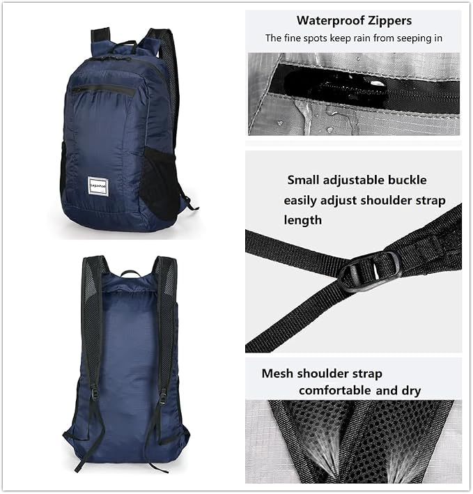 Small Foldable Hiking Daypack Packble Skin Casual Backpack Camping Cycling - Image 2