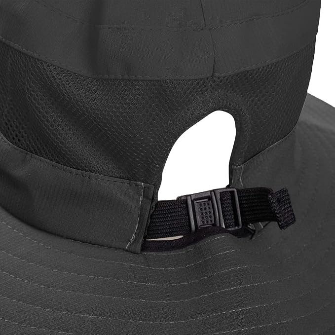 Rosoz Ponytail Sun Bucket Hats for Women UV Protection Foldable Mesh Wide Brim - Image 4