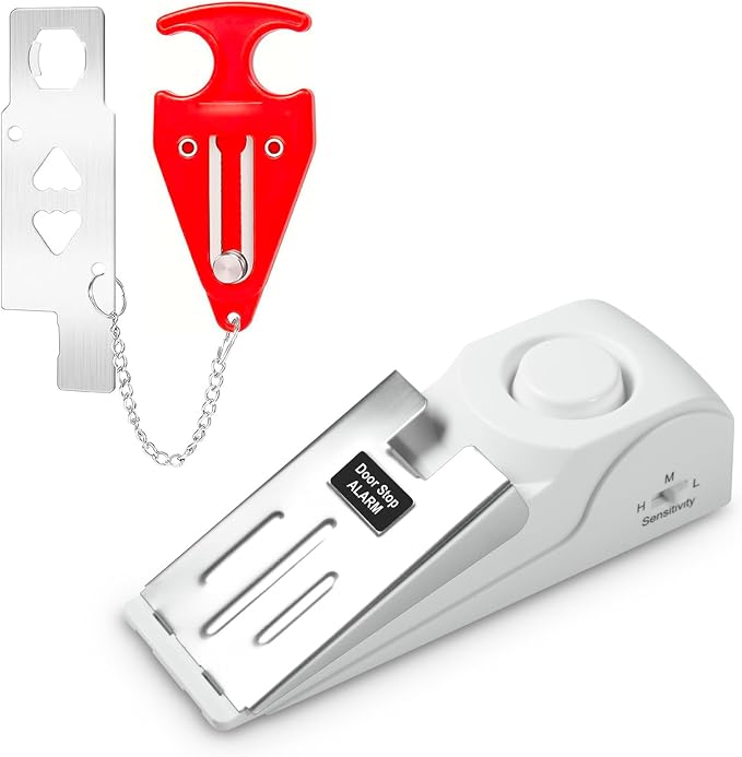 Portable Door Stop Alarm and Traveling Hotel Door Lock, No Installation Required by DouevoTotalHomeSecurity