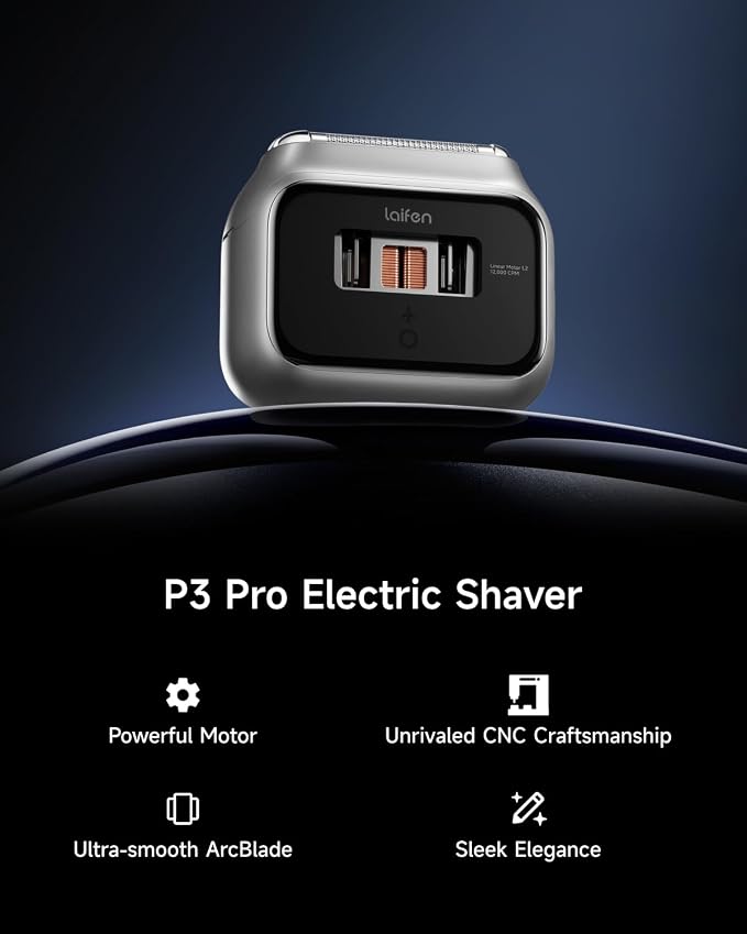 Laifen P3 Pro 3-Blade Electric Shaver, Dual Linear High-Speed Motors 12 - Image 2