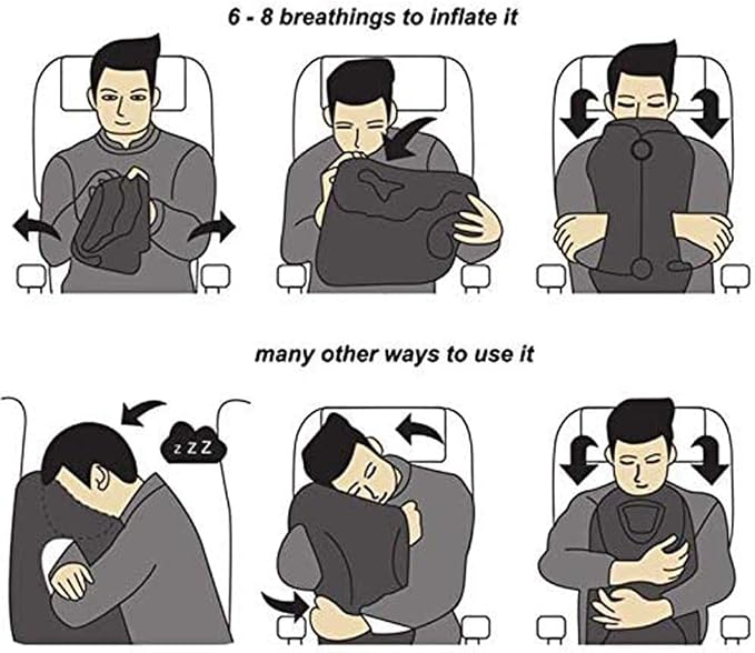 Inflatable Travel Pillow for Airplane, Inflatable Neck Air Pillow for Sleeping - Image 2