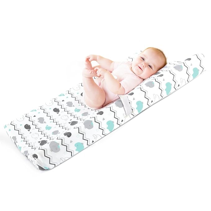 Stretchy Changing Pad Covers for Boys Girls, 2 Pack Jersey Knit, Elephant & - Image 3