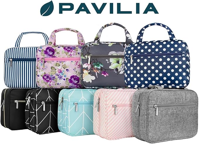 PAVILIA Hanging Toiletry Bag Travel Bag Women Men, Foldable Cosmetic Organizer - Image 9