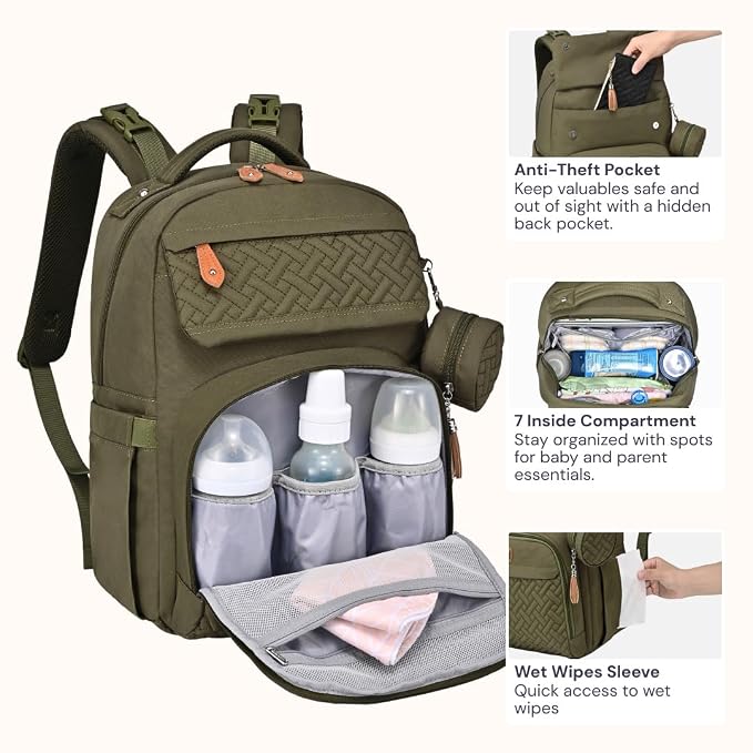 BabbleRoo Diaper Bag Backpack, Travel Backpack - Image 6