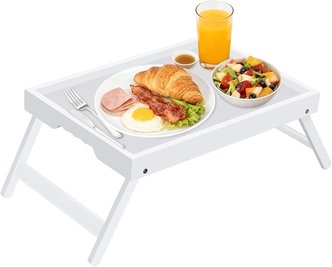 Artmeer Bed Tray Table with Folding Legs, Bamboo Breakfast in Bed by Artmeer