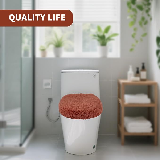 Microfiber Elongated Toilet Seat Cover 19.5"x 15" Machine Washable Solid Toilet - Image 6