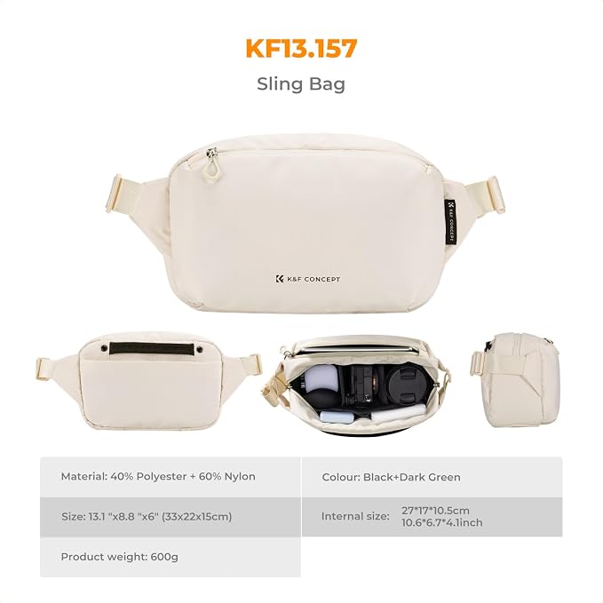 K&F Concept 2 in 1 Sling Bag Everyday Shoulder Bag & Multifunction Photography - Image 7