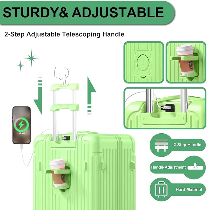 Krute Luggage with Spinner Double Wheels Suitcases with USB Port and Cup Holder - Image 3