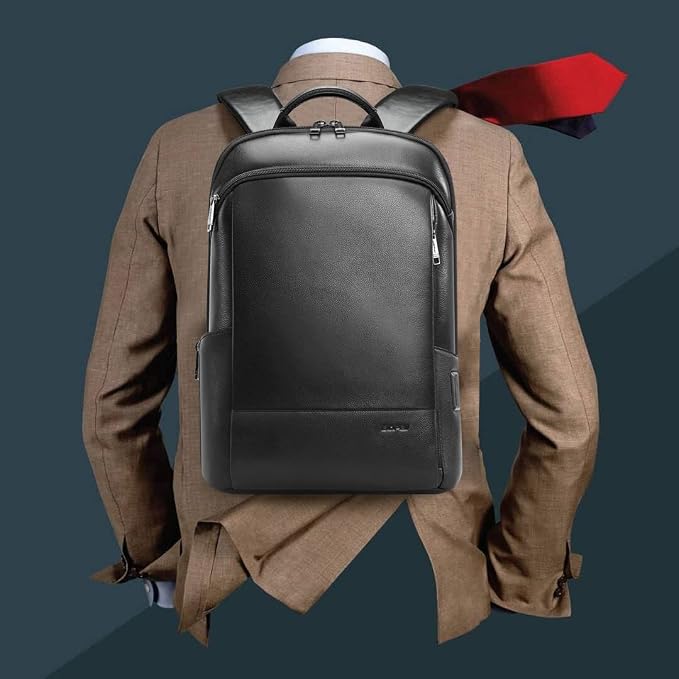 BOPai Unisex Slim Genuine Leather Laptop Backpack Men by BOPAI